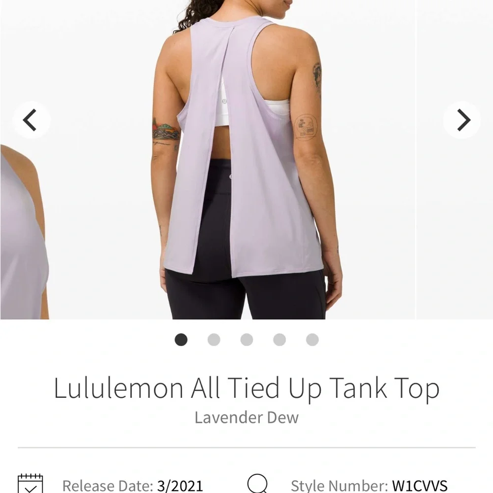 Lululemon All Tied Up Tank Top size 6 lavender dew